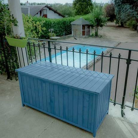 Coffre de rangement en bois bleu 0,70 m² - Imagen 3