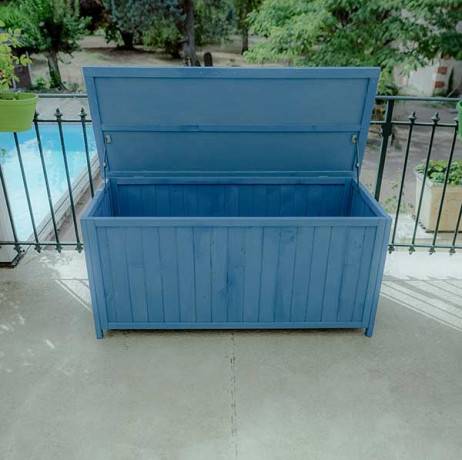 Coffre de rangement en bois bleu 0,70 m² - Imagen 4
