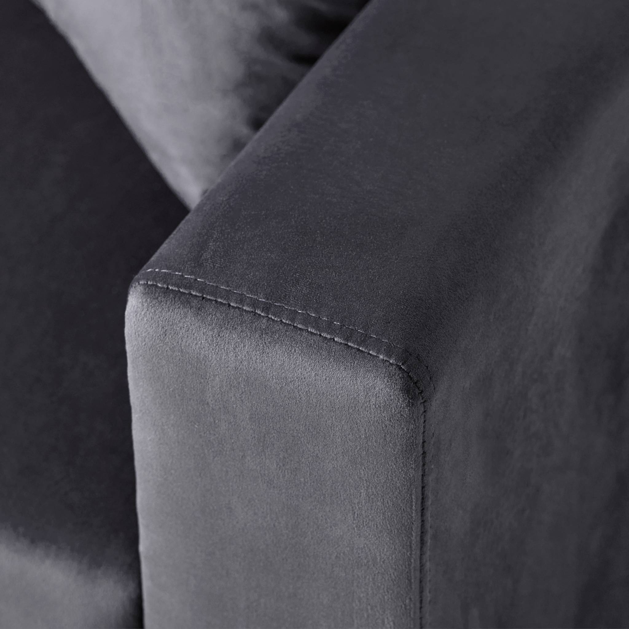 sweeek - Canapé d'angle convertible en velours gris foncé 3 places. fauteuil d'angle réversible coffre rangement lit modulable | sweeek - Image 6