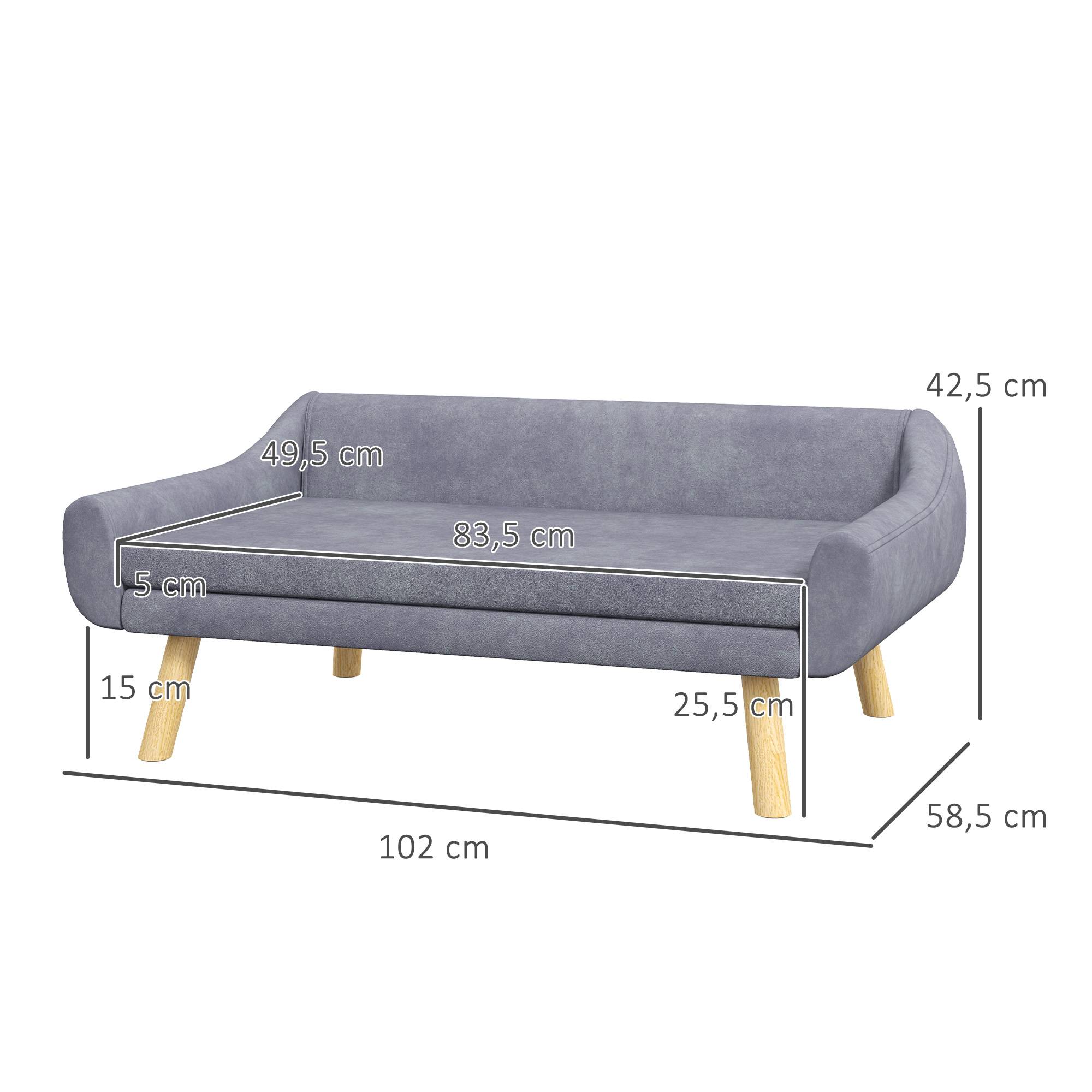 ComfortXL - Canapé pour chien bois de pin 102 x 58,5 x 42,5 cm gris pour intérieur coussin amovible doux et stable - Image 3