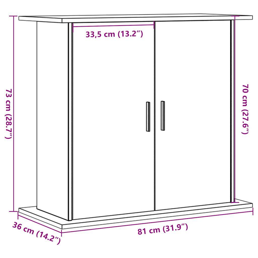Meuble Aquarium Bois avec Rangement 3 Étagères 81x36x73 cm Style Vieux Bois - ComfortXL Outdoor Living - Image 10