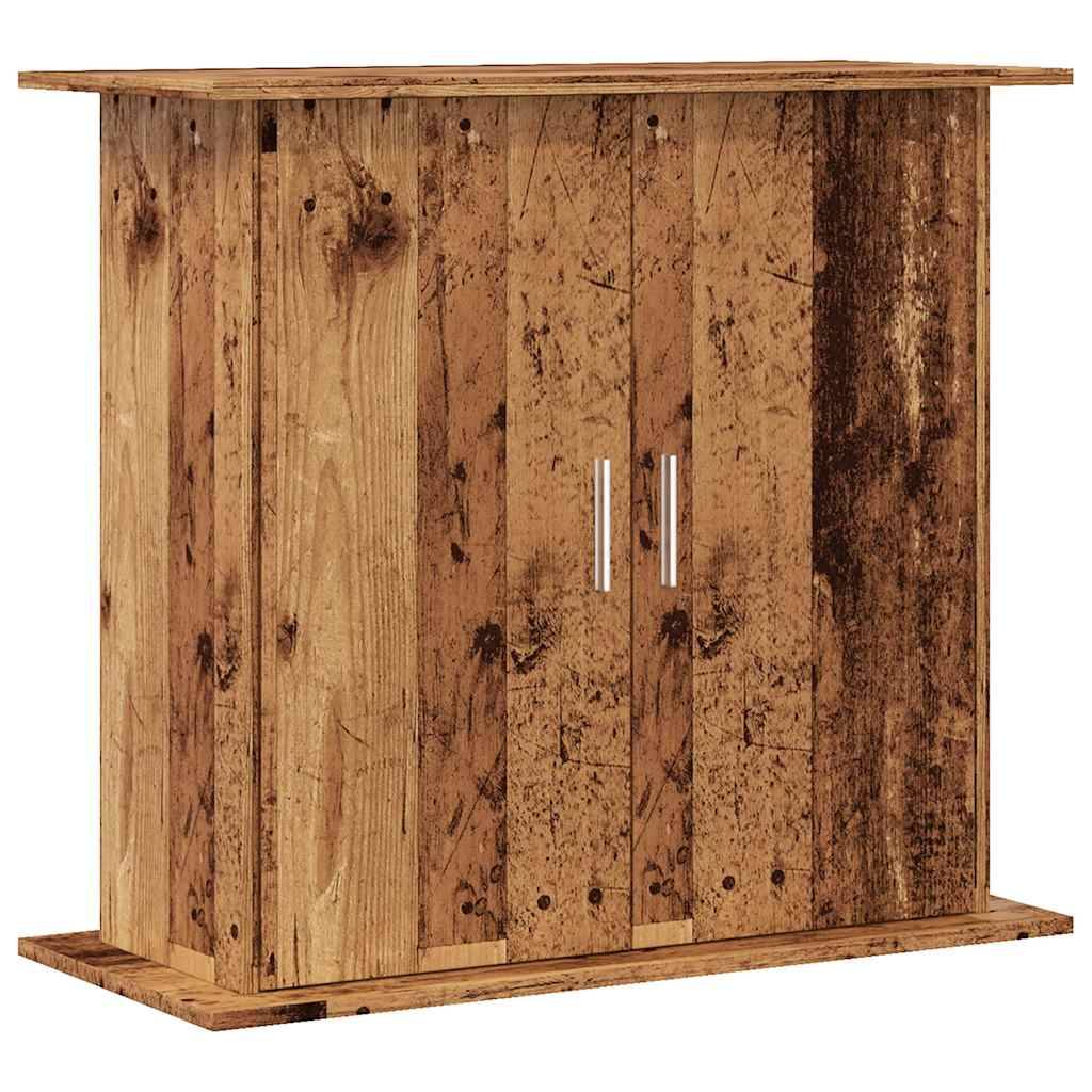 Meuble Aquarium Bois avec Rangement 3 Étagères 81x36x73 cm Style Vieux Bois - ComfortXL Outdoor Living - Image 2
