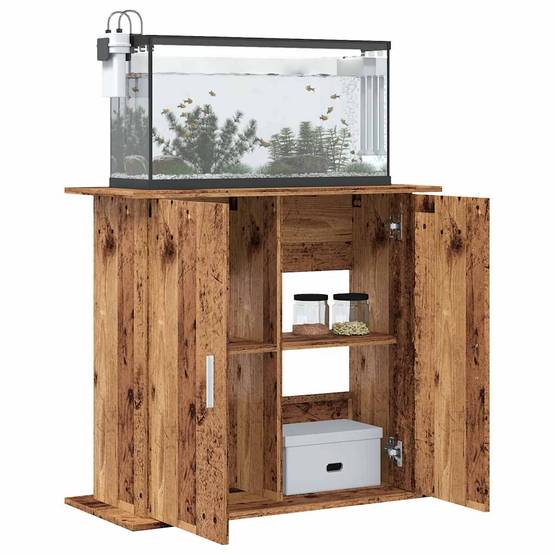 Meuble Aquarium Bois avec Rangement 3 Étagères 81x36x73 cm Style Vieux Bois - ComfortXL Outdoor Living - Image 3