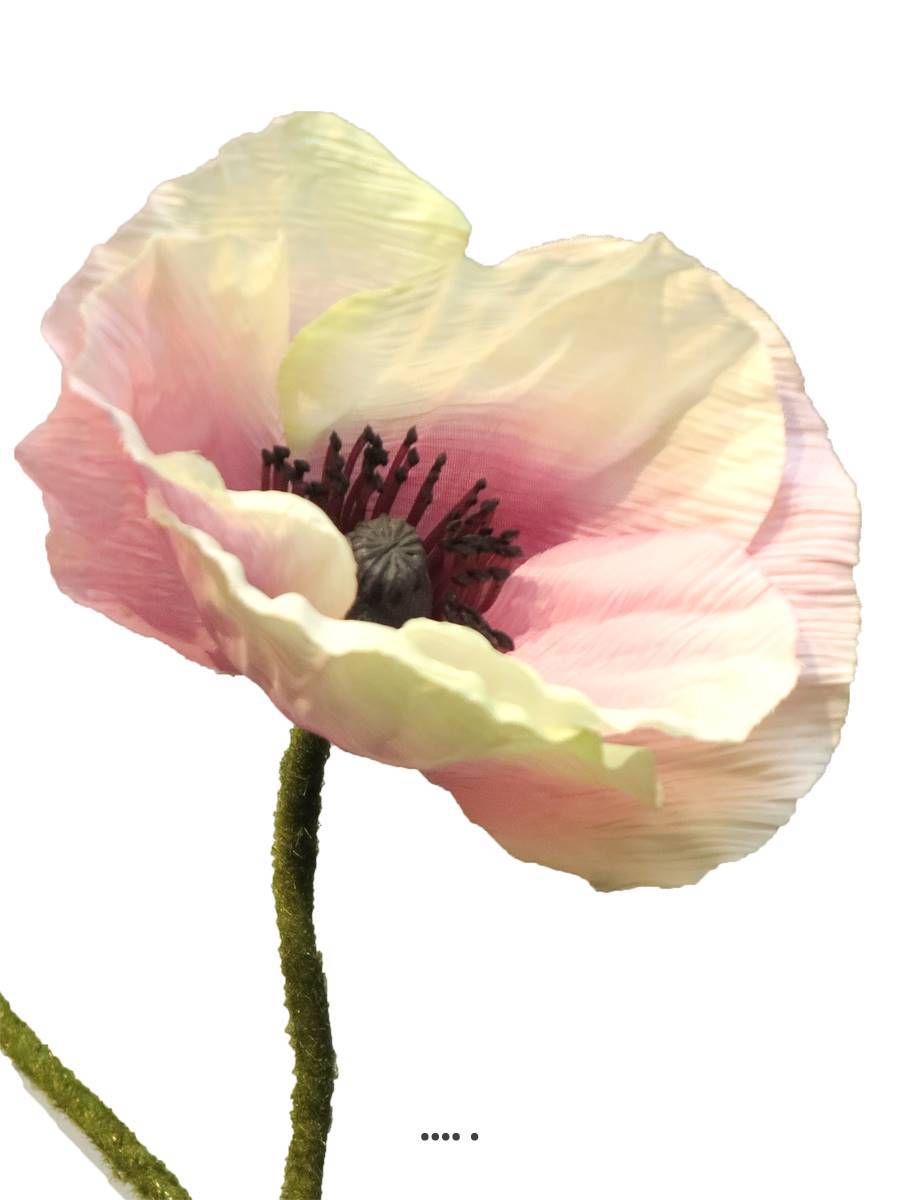 Artificielles - Pavot factice H60cm 1 fleur et 1 bouton fleur Pourpre-crème - BEST - couleur: Pourpre-crème - Imagen 3