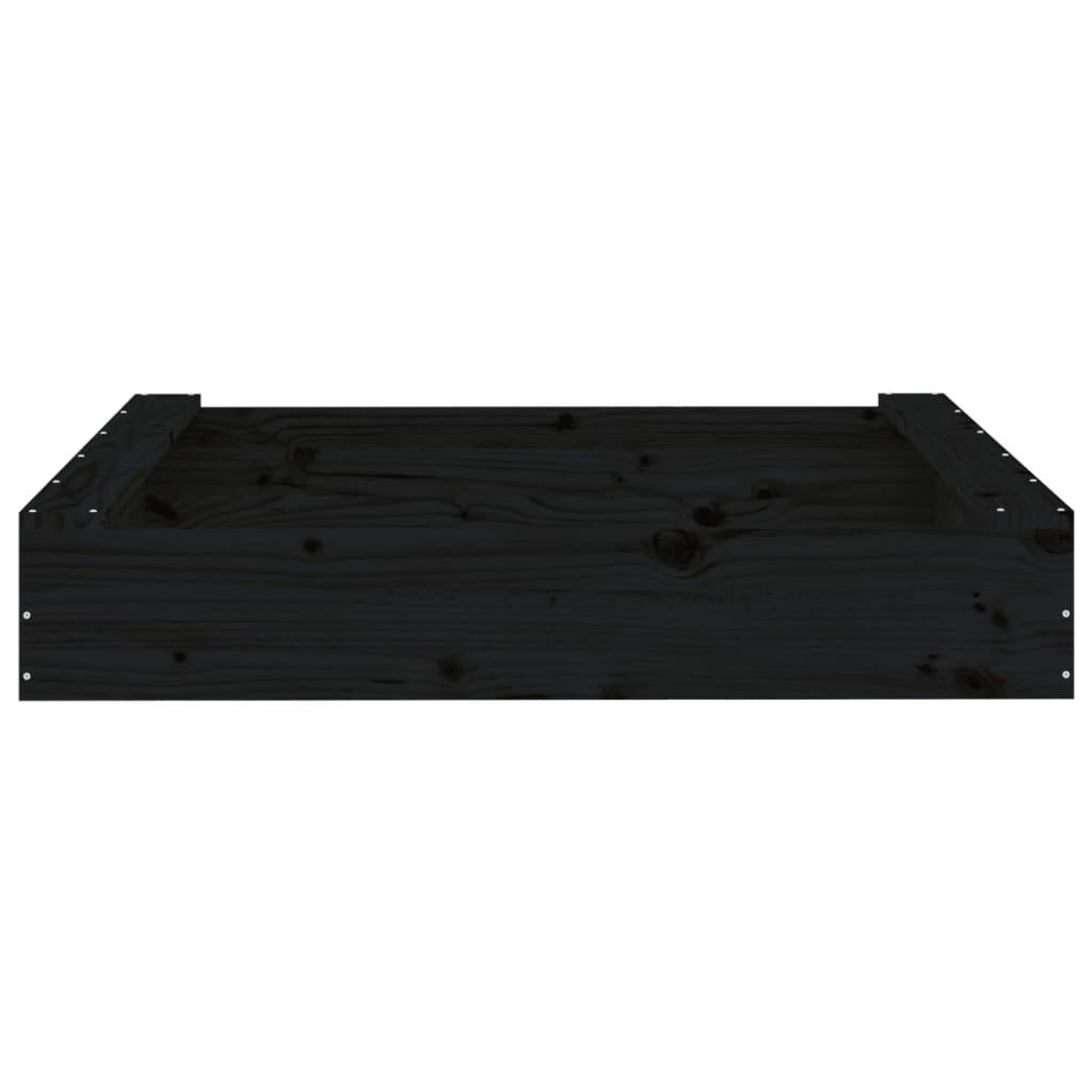 Bac à sable - Maison de jeu pour enfants avec sièges noir carré bois de pin massif-JU12094 - Image 4