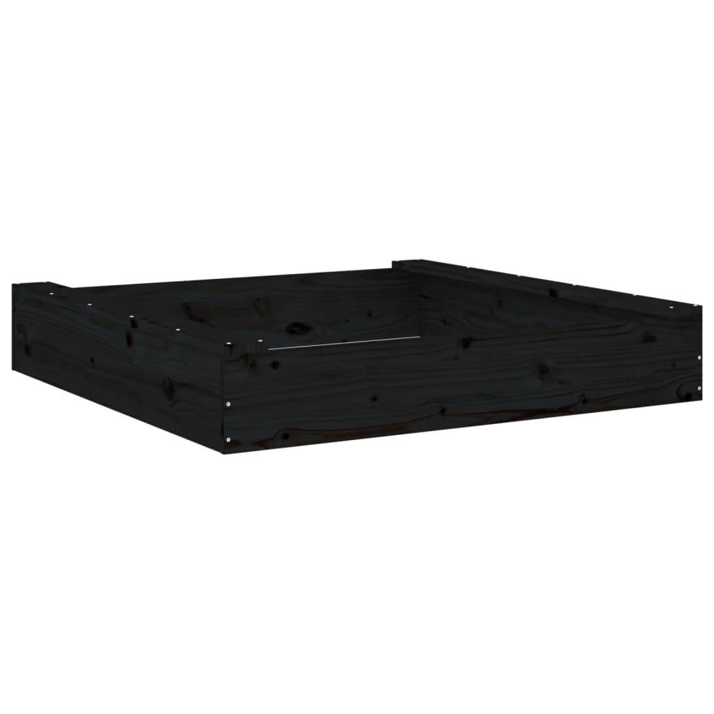 Bac à sable - Maison de jeu pour enfants avec sièges noir carré bois de pin massif-JU12094 - Image 6
