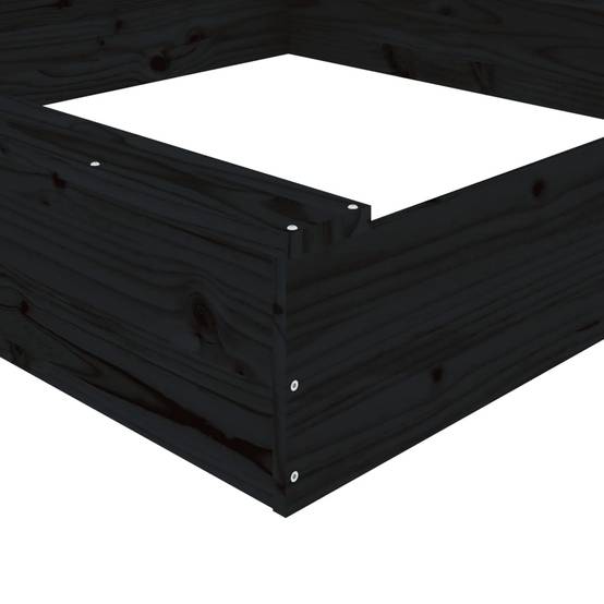 Bac à sable - Maison de jeu pour enfants avec sièges noir carré bois de pin massif-JU12094 - Image 7