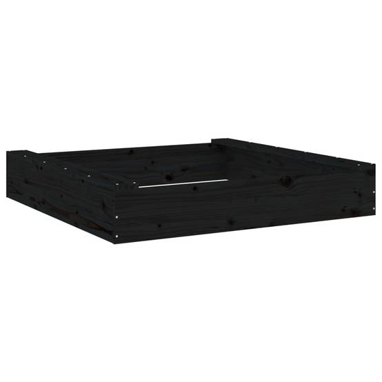 Bac à sable - Maison de jeu pour enfants avec sièges noir carré bois de pin massif-JU12094 - Image 1