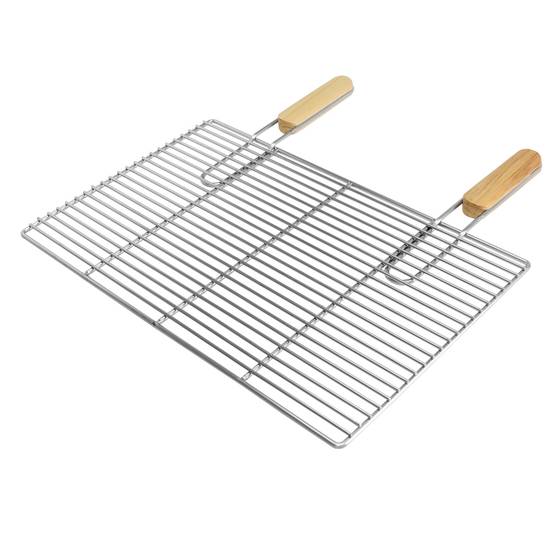 Grille barbecue inox rectangulaire 54x34 cm avec poignées amovibles robuste et antirouille adaptée aux cheminées barbecues, foyers et braseros BBQ - Image 2
