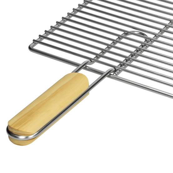 Grille barbecue inox rectangulaire 54x34 cm avec poignées amovibles robuste et antirouille adaptée aux cheminées barbecues, foyers et braseros BBQ - Image 5
