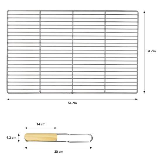 Grille barbecue inox rectangulaire 54x34 cm avec poignées amovibles robuste et antirouille adaptée aux cheminées barbecues, foyers et braseros BBQ - Image 7