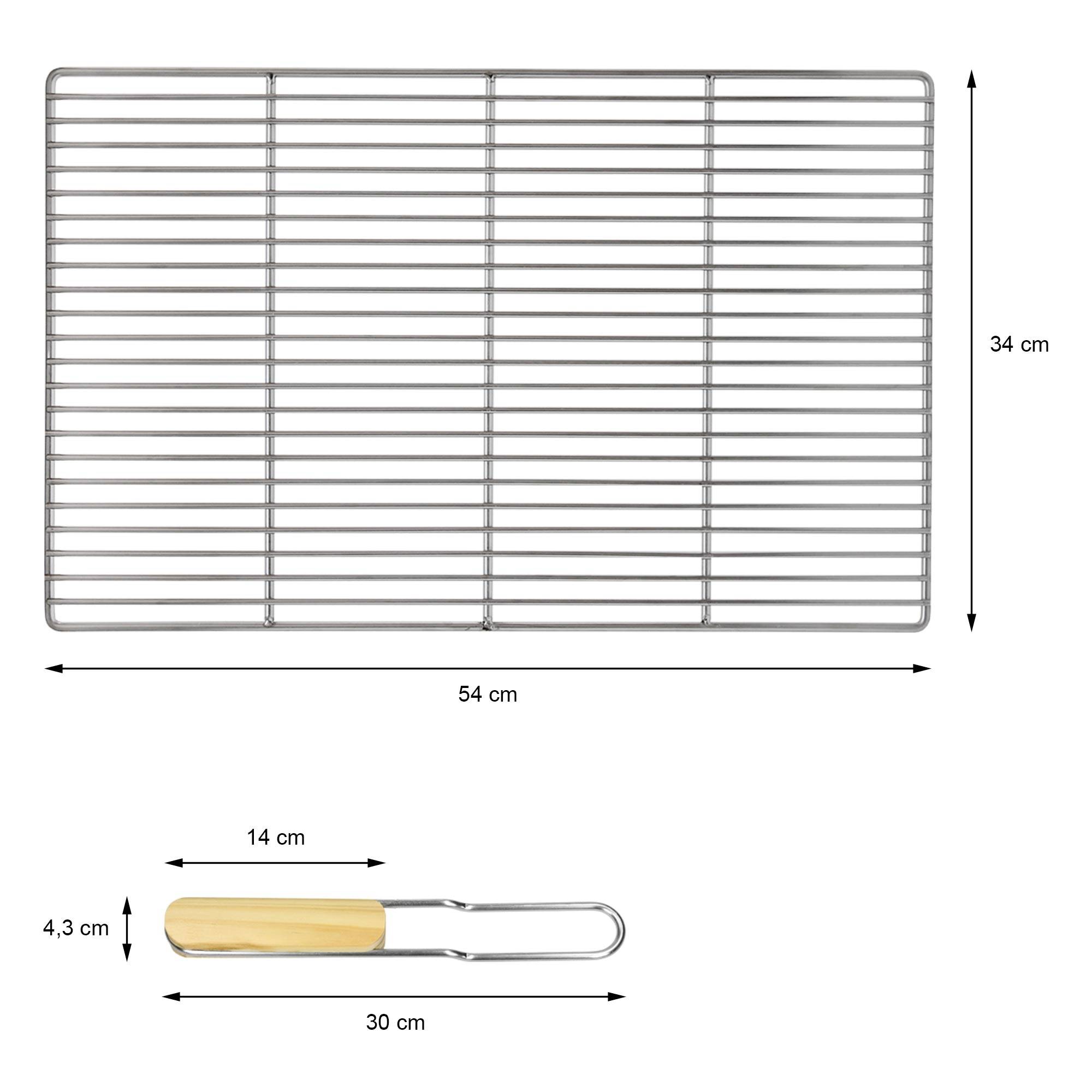 Grille barbecue inox rectangulaire 54x34 cm avec poignées amovibles robuste et antirouille adaptée aux cheminées barbecues, foyers et braseros BBQ - Image 7