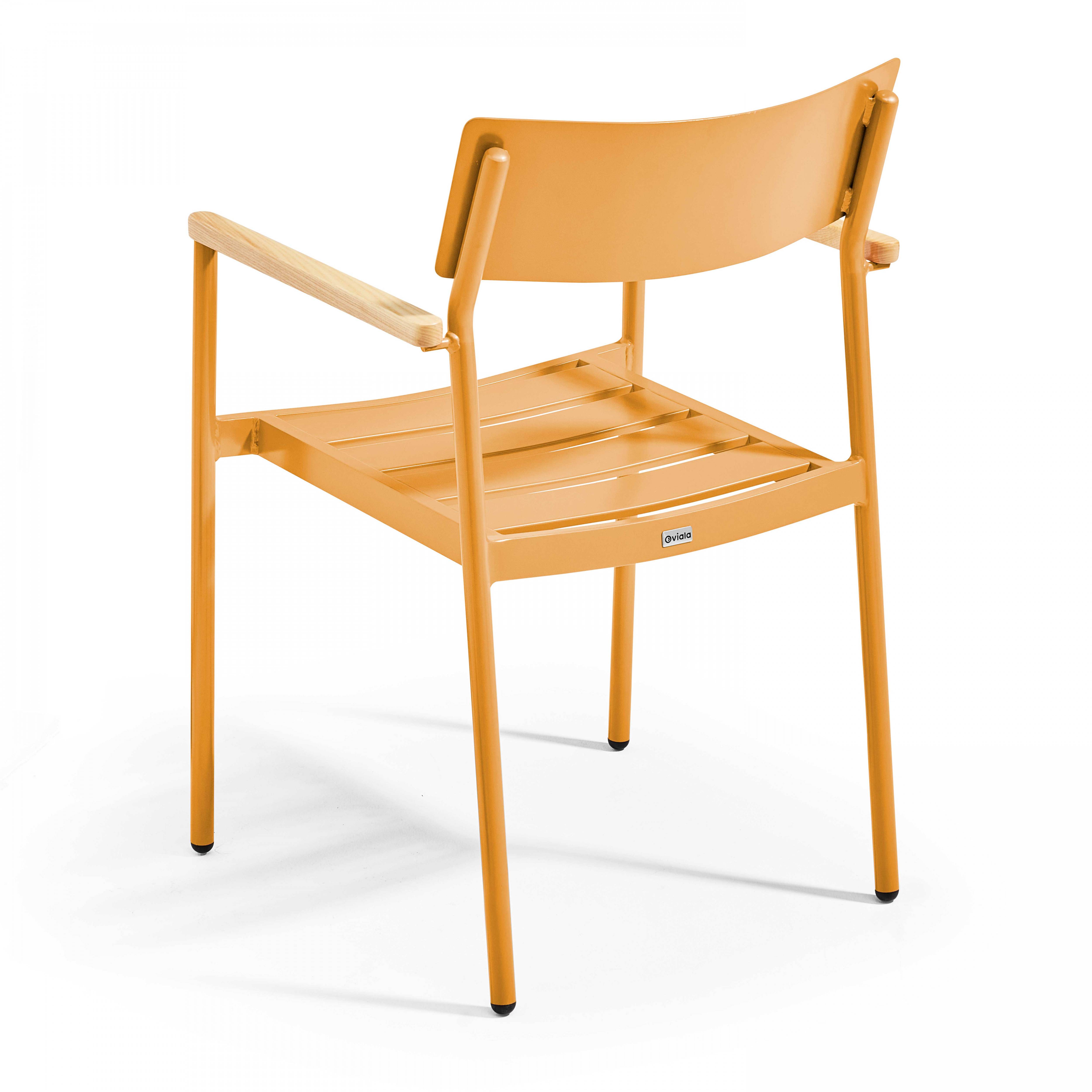 Oviala - Ensemble table de jardin et 4 fauteuils en aluminium jaune moutarde Bristol - Oviala - Imagen 6