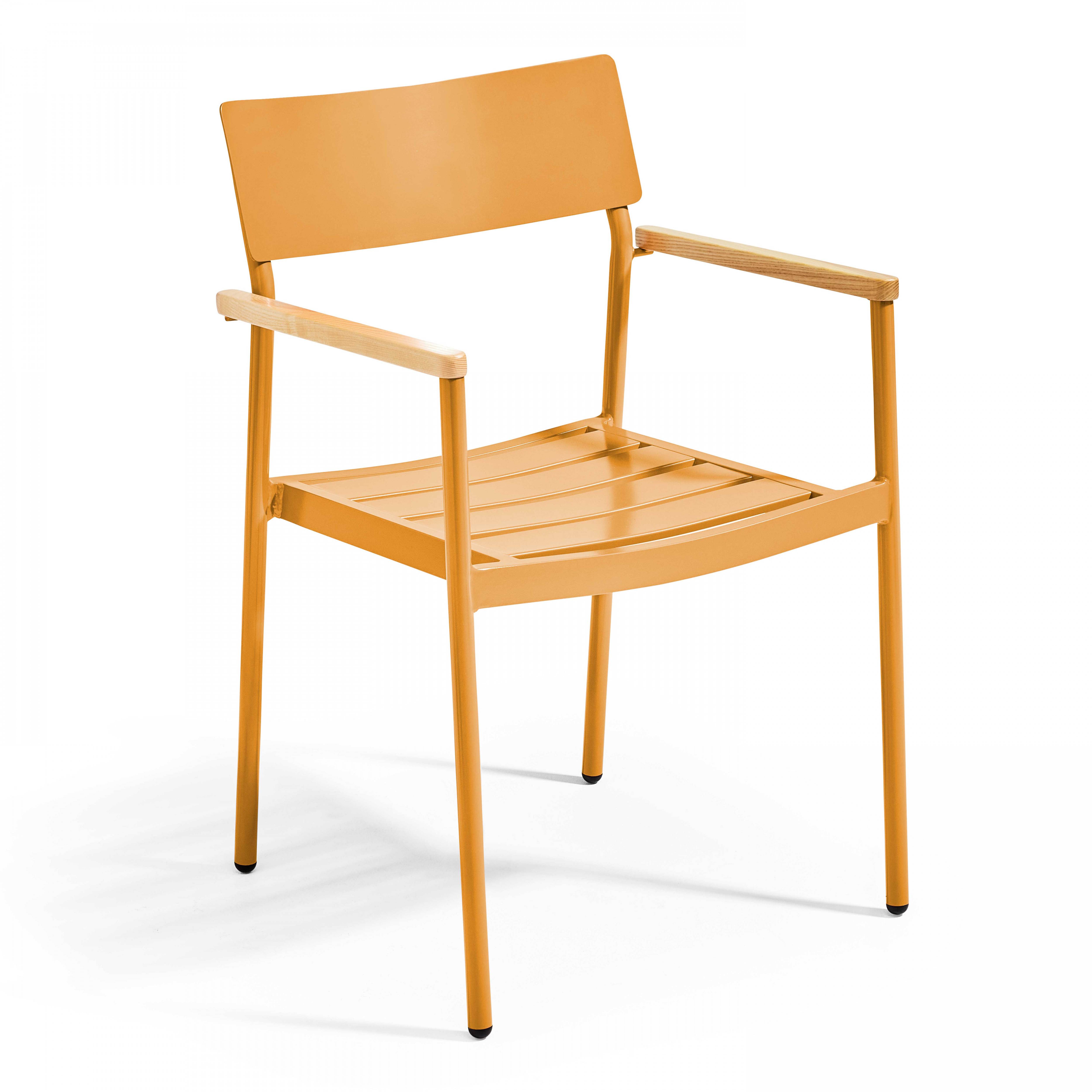 Oviala - Ensemble table de jardin et 4 fauteuils en aluminium jaune moutarde Bristol - Oviala - Imagen 5