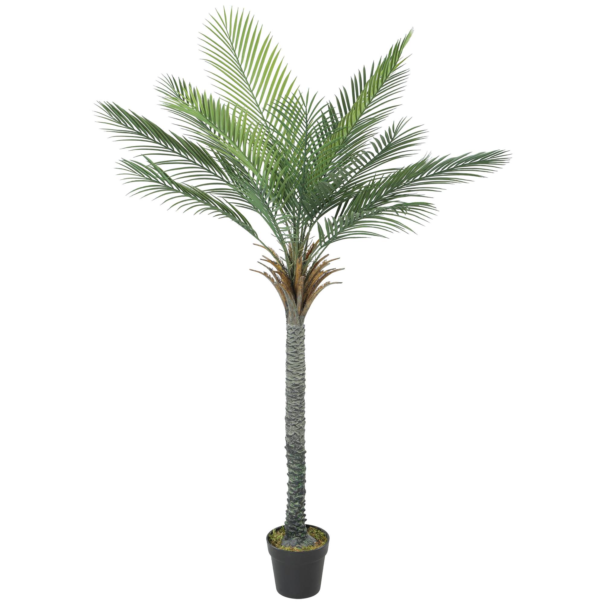 Palmier artificiel 180 cm, plante artificielle tropicale en pot, 15 feuilles réalistes, pour salon, chambre, bureau