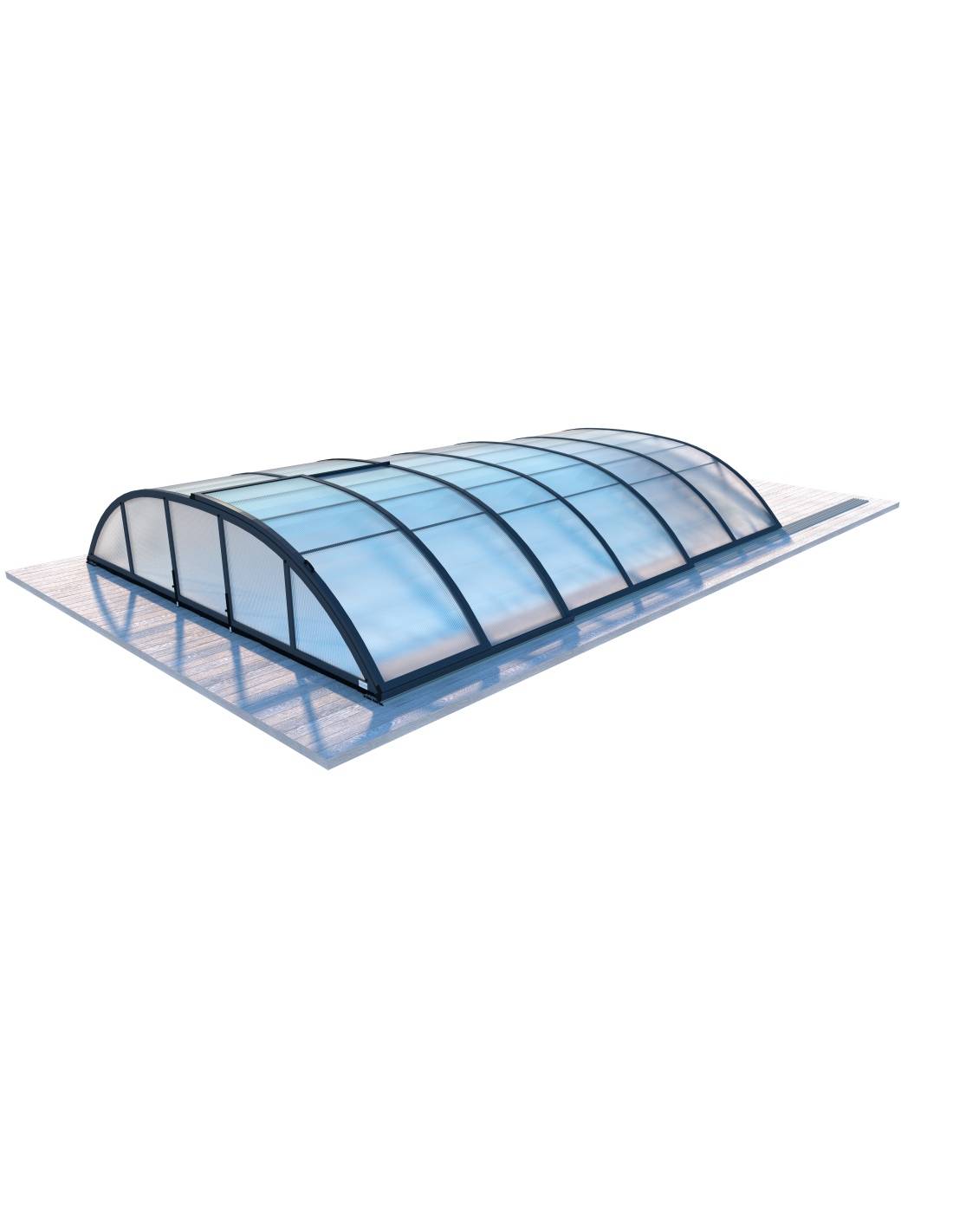 Altanka - Abri de piscine Horizon pour les modèles 7,20x4,20 m - BAS58, BAS758 - polycarbonate alvéolaire 8 mm - Couleur Ral7016 Graphite - ECO221 - Imagen 1