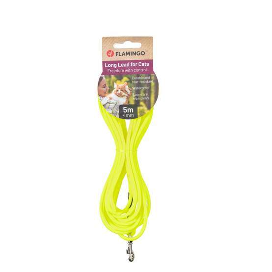 Laisse d'entraînement et à pister Caspar Jaune fluo 5 mètres pour chat - Image 1