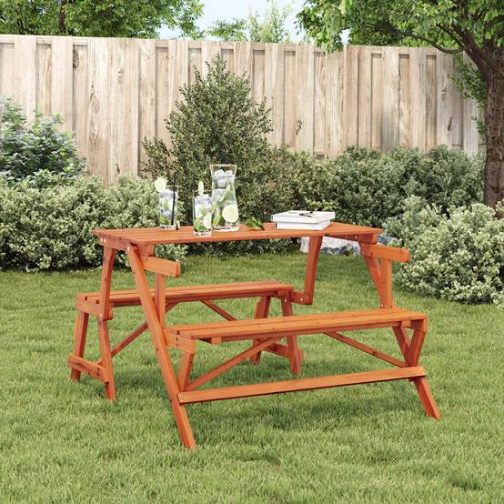 Maison Chic - Table de jardin | Table de pique-nique avec bancs sapin massif 2 en 1 convertible - Image 3