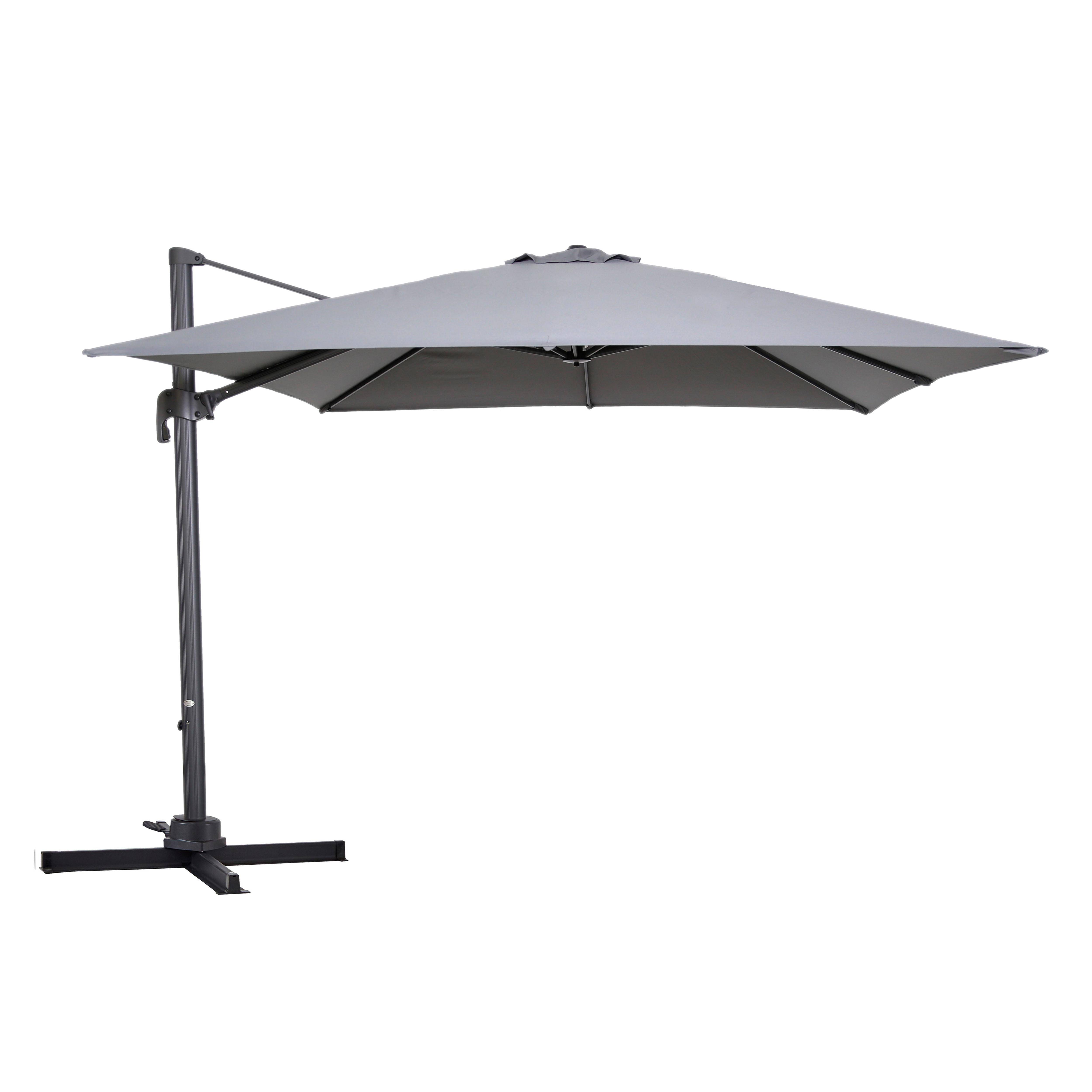 Oviala - Parasol déporté inclinable et rotatif 3 x 3m en aluminium gris Malaga - Oviala - Imagen 2