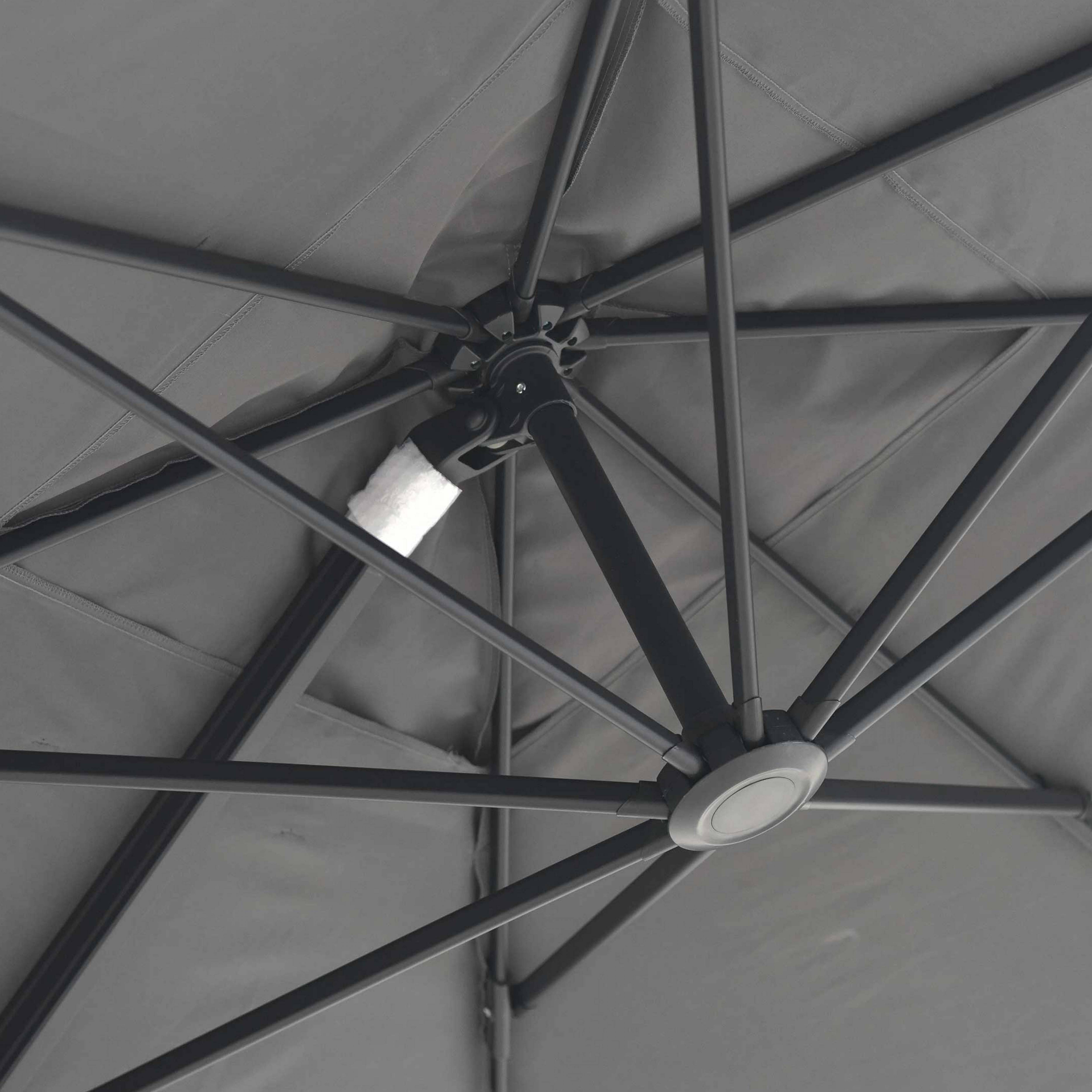 Oviala - Parasol déporté inclinable et rotatif 3 x 3m en aluminium gris Malaga - Oviala - Imagen 6