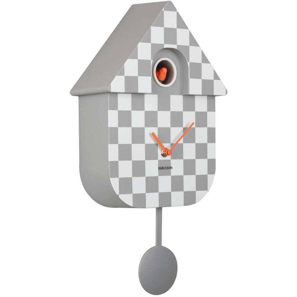 Karlsson - Horloge murale moderne Cuckoo Checker Gris et blanc - Imagen 2