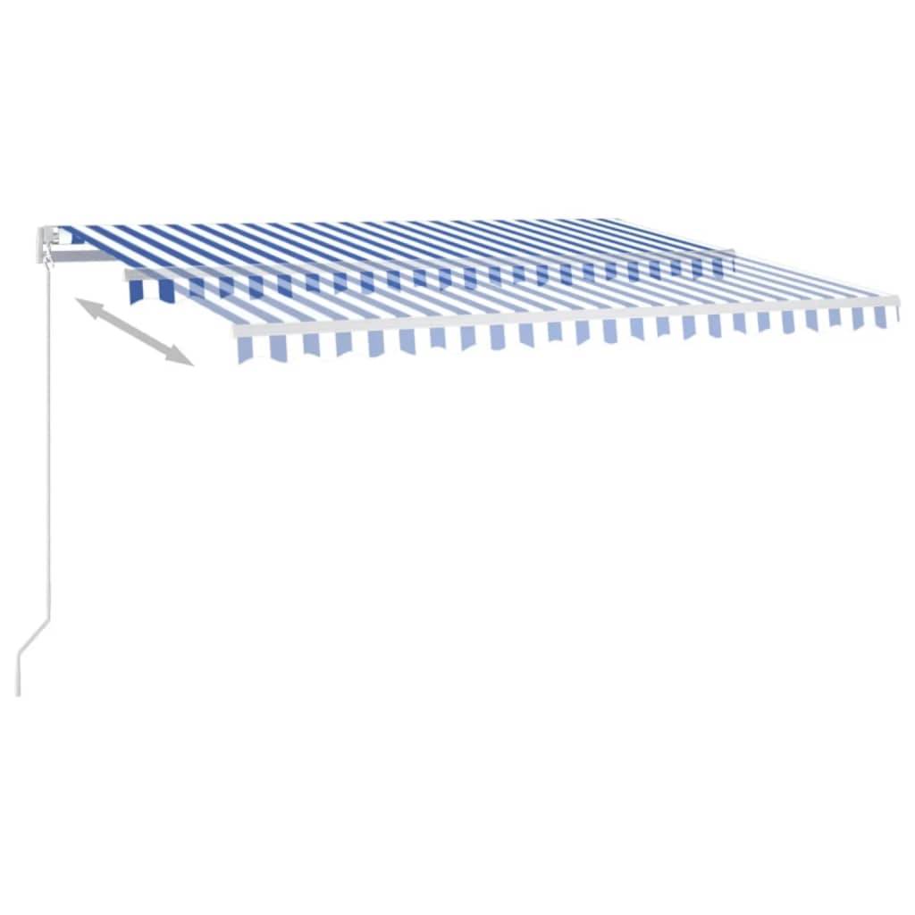Store banne rétractable manuel aluminium pour patio avec manivelle 450x350 Bleu et blanc - ComfortXL Outdoor Living - Image 6