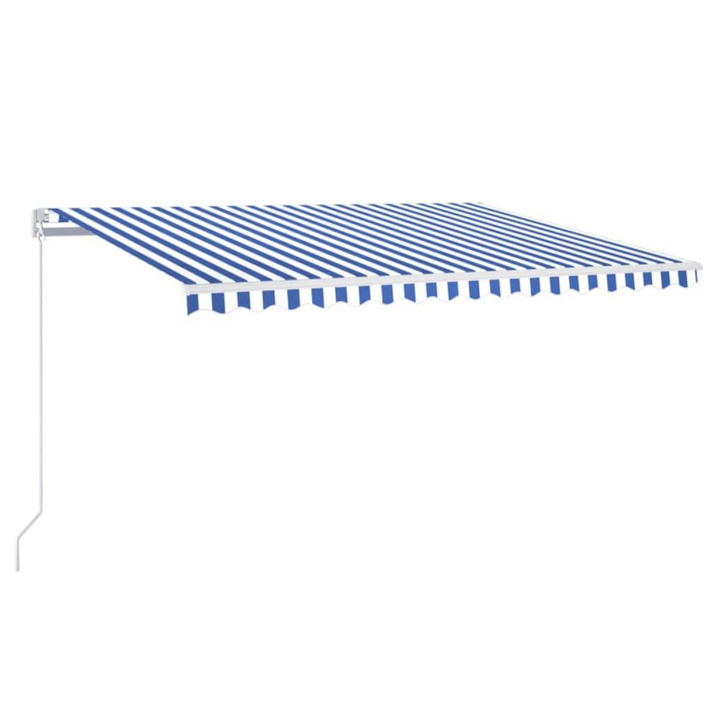 Store banne rétractable manuel aluminium pour patio avec manivelle 450x350 Bleu et blanc - ComfortXL Outdoor Living - Image 2