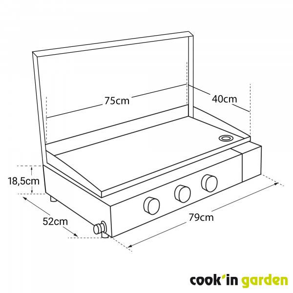 Cook in Garden - Plancha gaz FINESTA - 3 brûleurs - Imagen 6