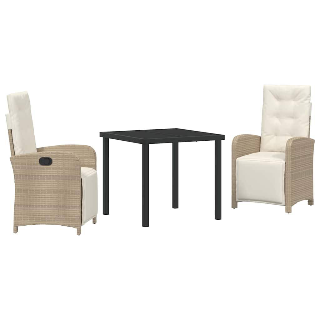 ComfortXL - Petit Salon de Jardin 2 Places Polyrotin Beige Table et Chaises Inclinables pour Balcon – ComfortXL Outdoor Living - Image 2