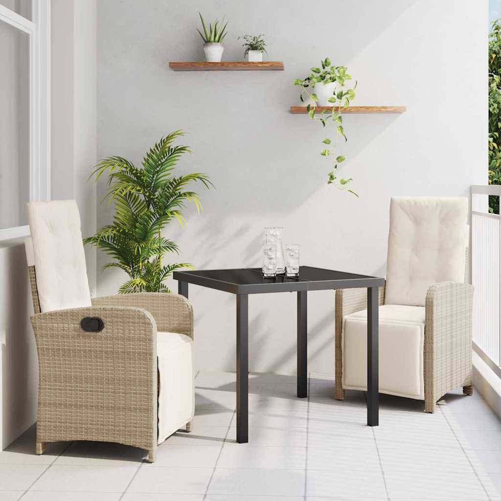 ComfortXL - Petit Salon de Jardin 2 Places Polyrotin Beige Table et Chaises Inclinables pour Balcon – ComfortXL Outdoor Living - Image 1
