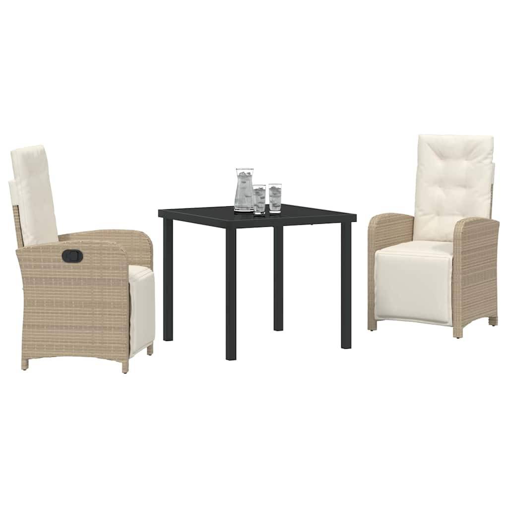 ComfortXL - Petit Salon de Jardin 2 Places Polyrotin Beige Table et Chaises Inclinables pour Balcon – ComfortXL Outdoor Living - Image 3