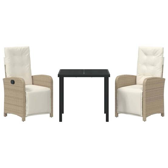 ComfortXL - Petit Salon de Jardin 2 Places Polyrotin Beige Table et Chaises Inclinables pour Balcon – ComfortXL Outdoor Living - Image 7
