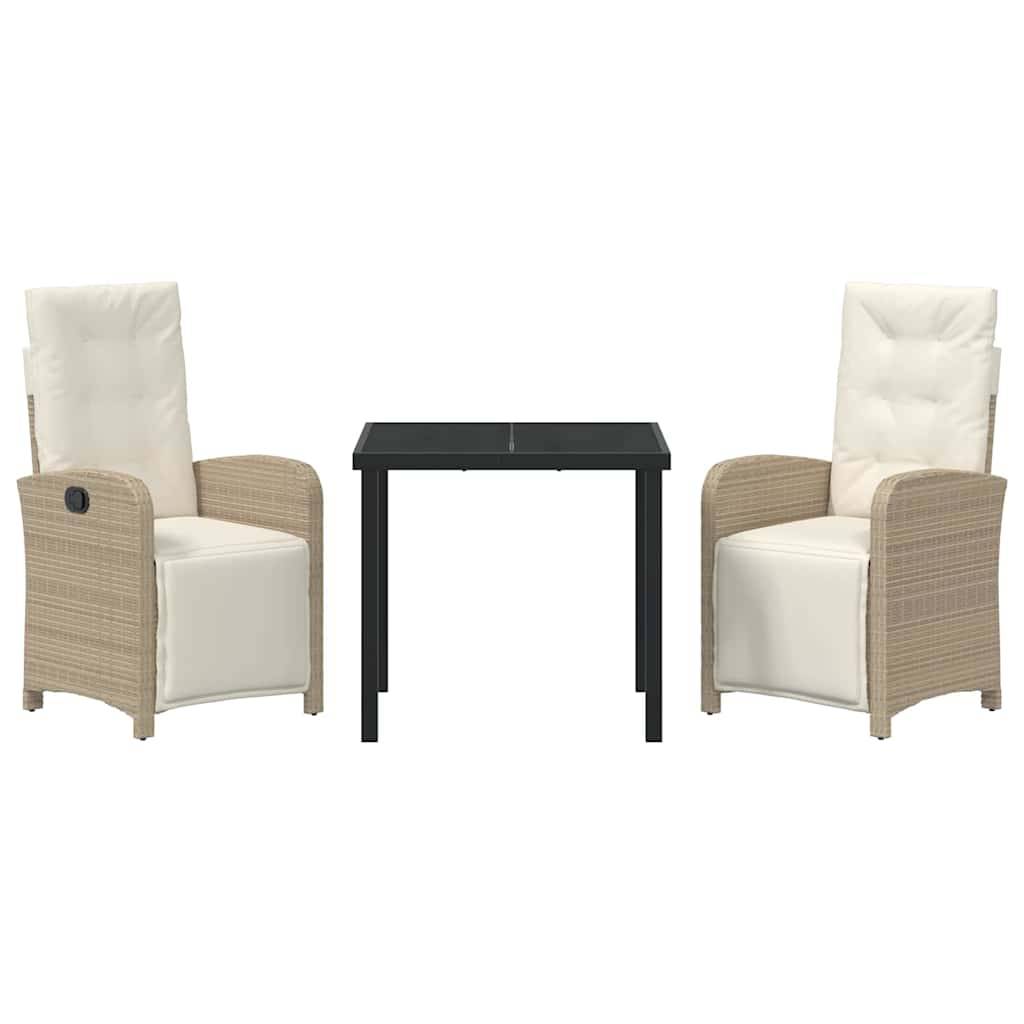 ComfortXL - Petit Salon de Jardin 2 Places Polyrotin Beige Table et Chaises Inclinables pour Balcon – ComfortXL Outdoor Living - Image 7