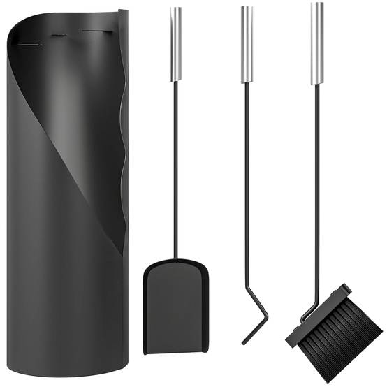PANGIVO - Set accessoires cheminée métal argent 20 x 20 x 65 cm - PANGIVO - Image 1