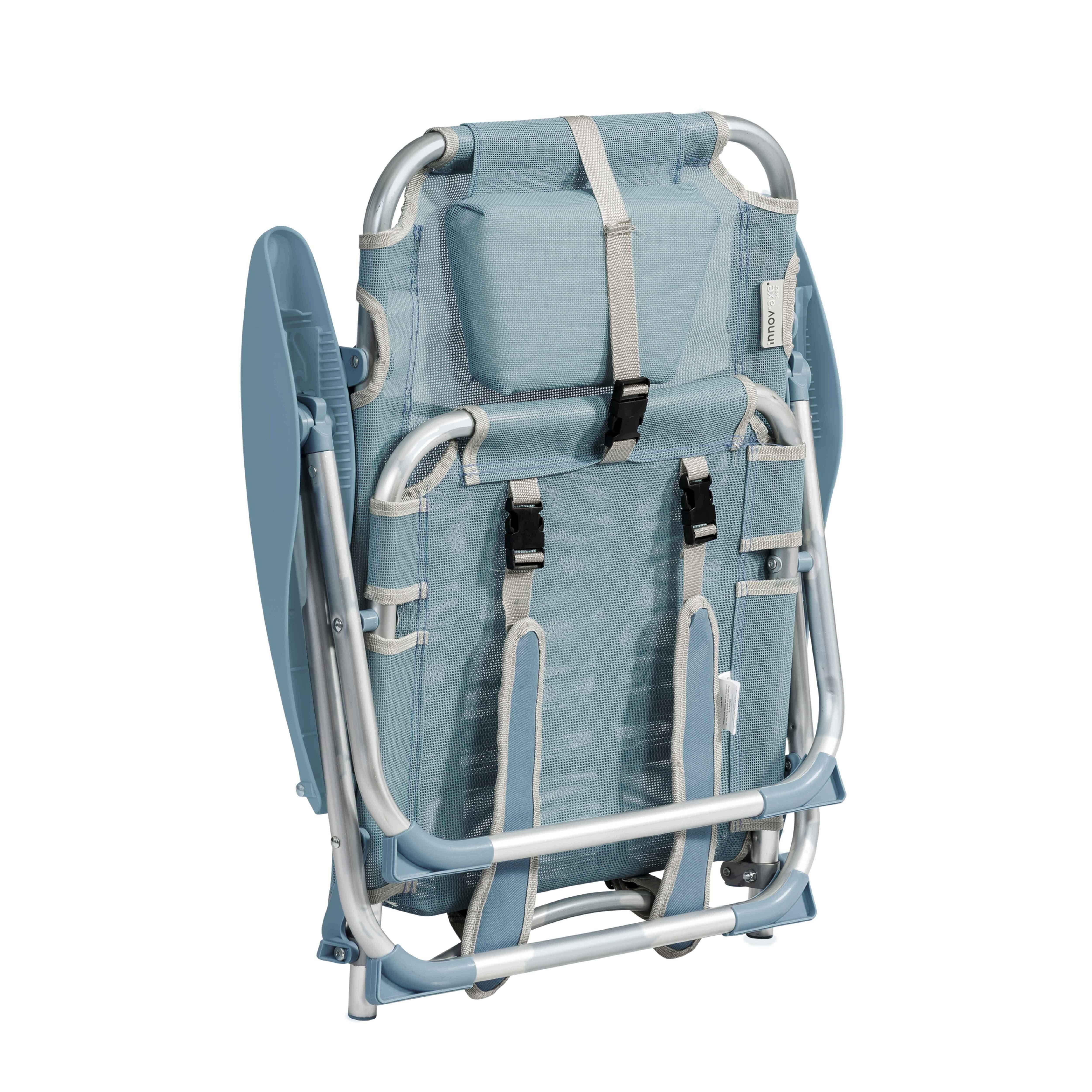 Oviala - Lot de 2 fauteuils clic clac des plages en polyester bleu ciel Clic Clac des plages - Oviala - Imagen 6