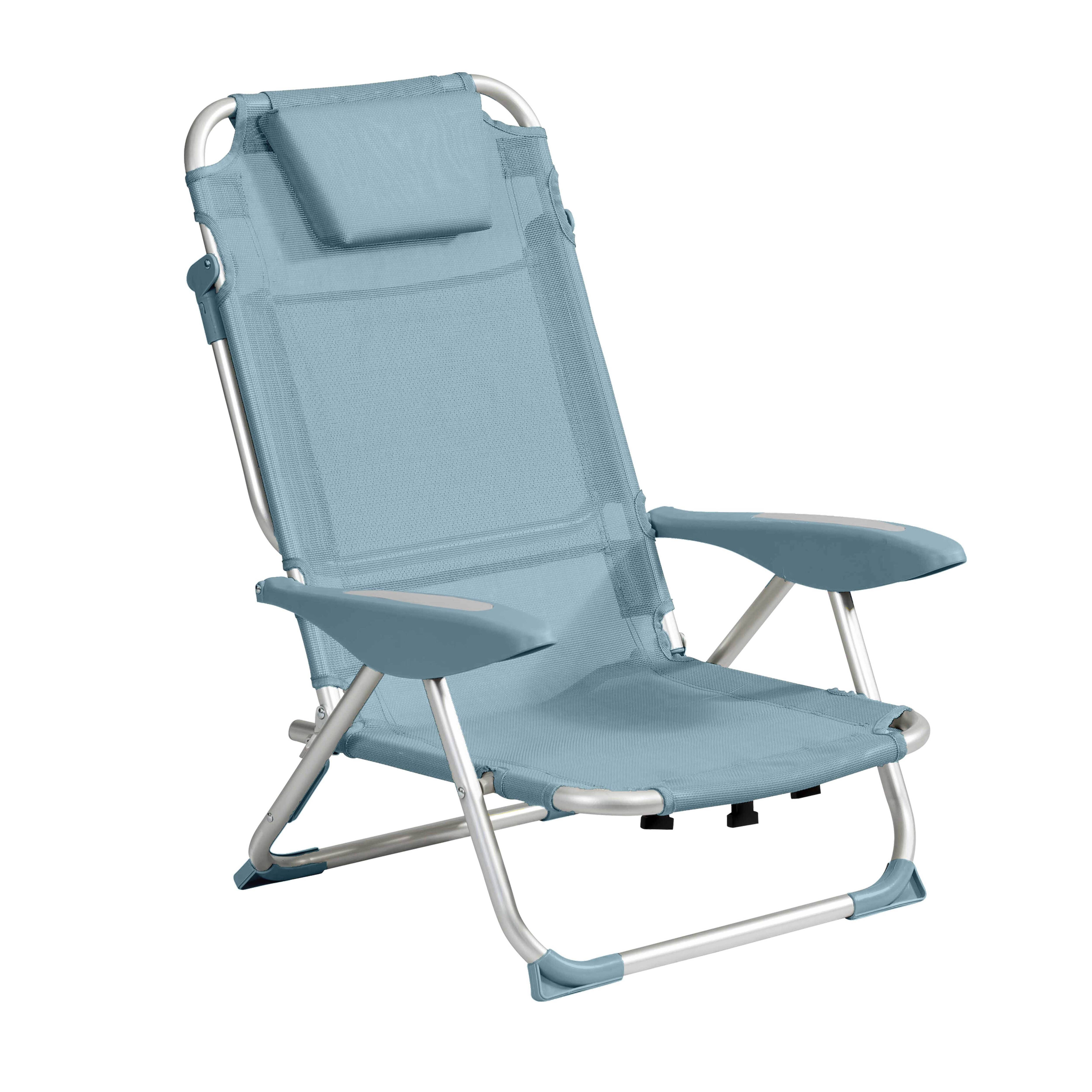Oviala - Lot de 2 fauteuils clic clac des plages en polyester bleu ciel Clic Clac des plages - Oviala - Imagen 3