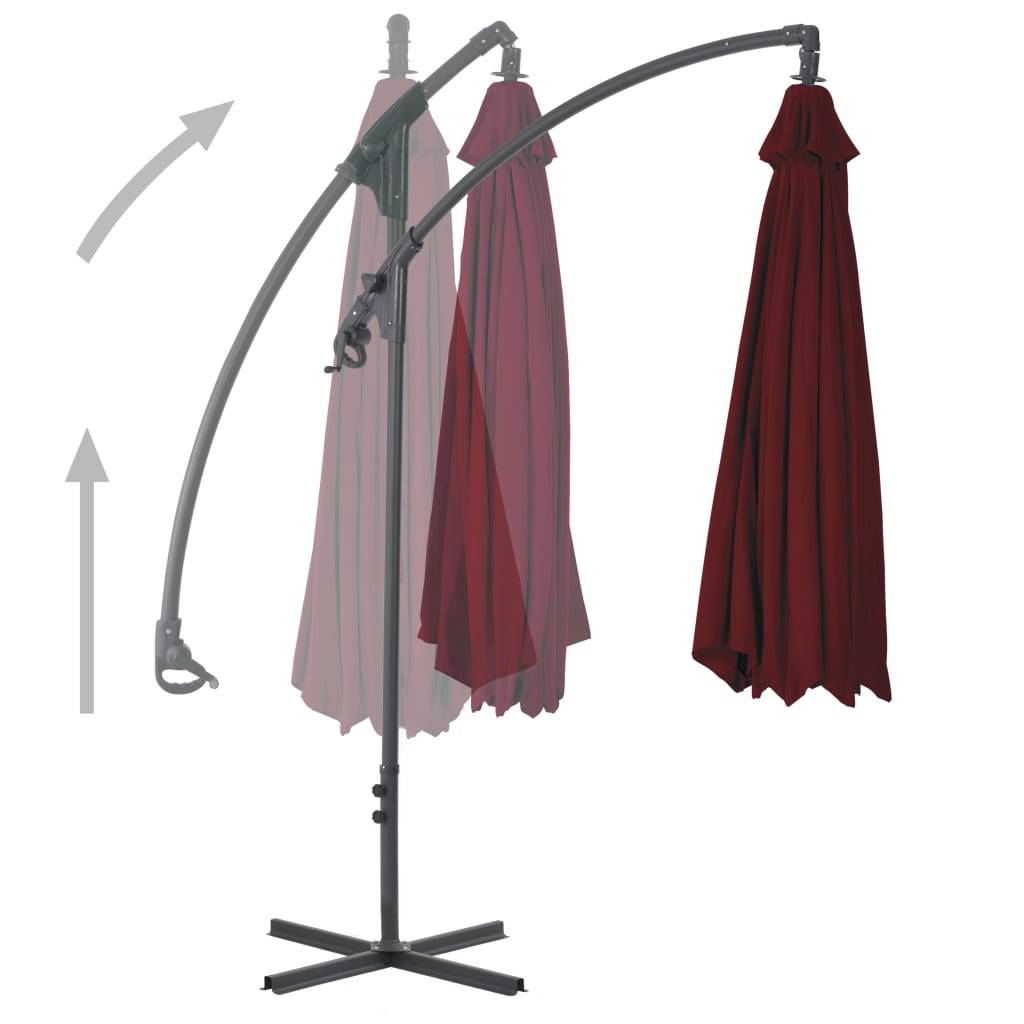 Helloshop26 - Parasol meuble de jardin déporté avec mât en acier 250 x 250 cm rouge bordeaux - Imagen 2