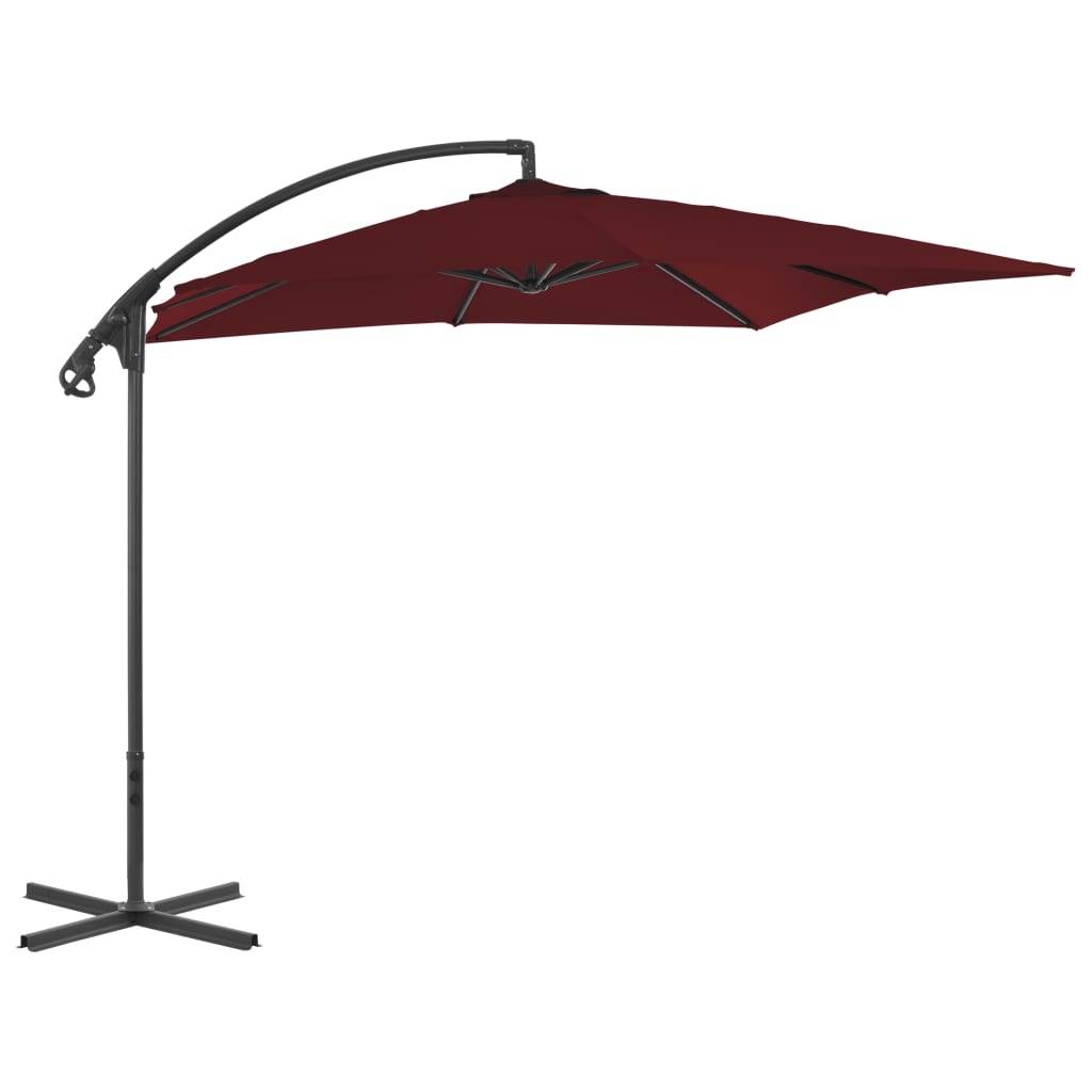 Helloshop26 - Parasol meuble de jardin déporté avec mât en acier 250 x 250 cm rouge bordeaux - Imagen 1