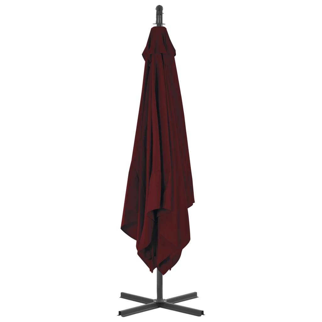 Helloshop26 - Parasol meuble de jardin déporté avec mât en acier 250 x 250 cm rouge bordeaux - Imagen 4