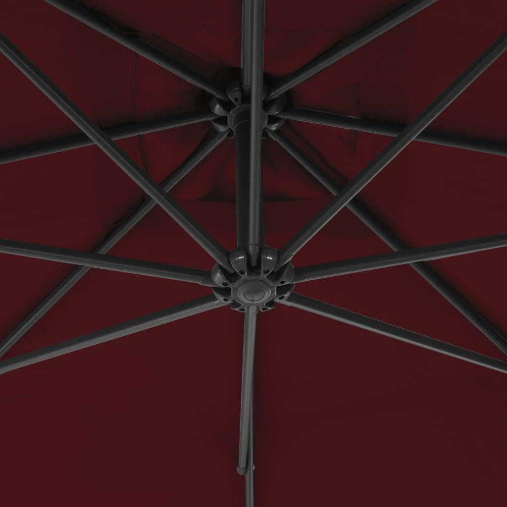 Helloshop26 - Parasol meuble de jardin déporté avec mât en acier 250 x 250 cm rouge bordeaux - Imagen 5