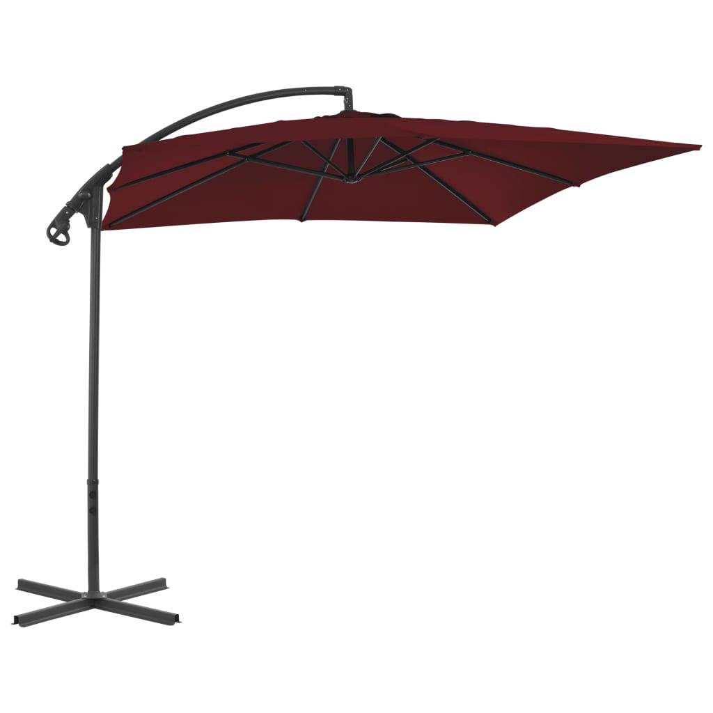 Helloshop26 - Parasol meuble de jardin déporté avec mât en acier 250 x 250 cm rouge bordeaux - Imagen 3