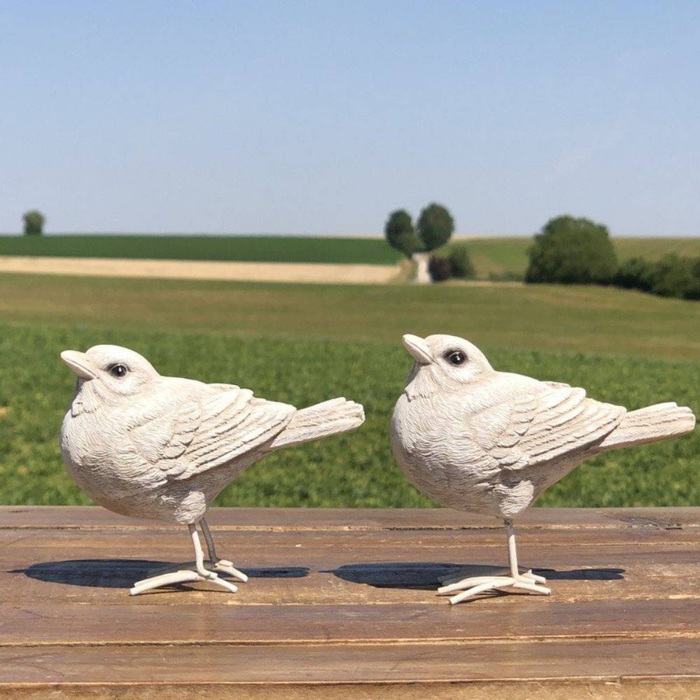 ~ Oiseau en résine blanc 10 x 8 cm Chemin de campagne - Imagen 4