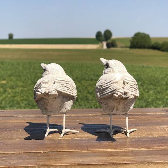 ~ Oiseau en résine blanc 10 x 8 cm Chemin de campagne - Imagen 5