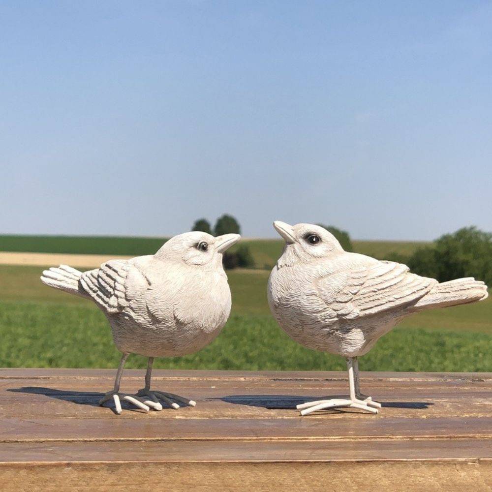 ~ Oiseau en résine blanc 10 x 8 cm Chemin de campagne - Imagen 3