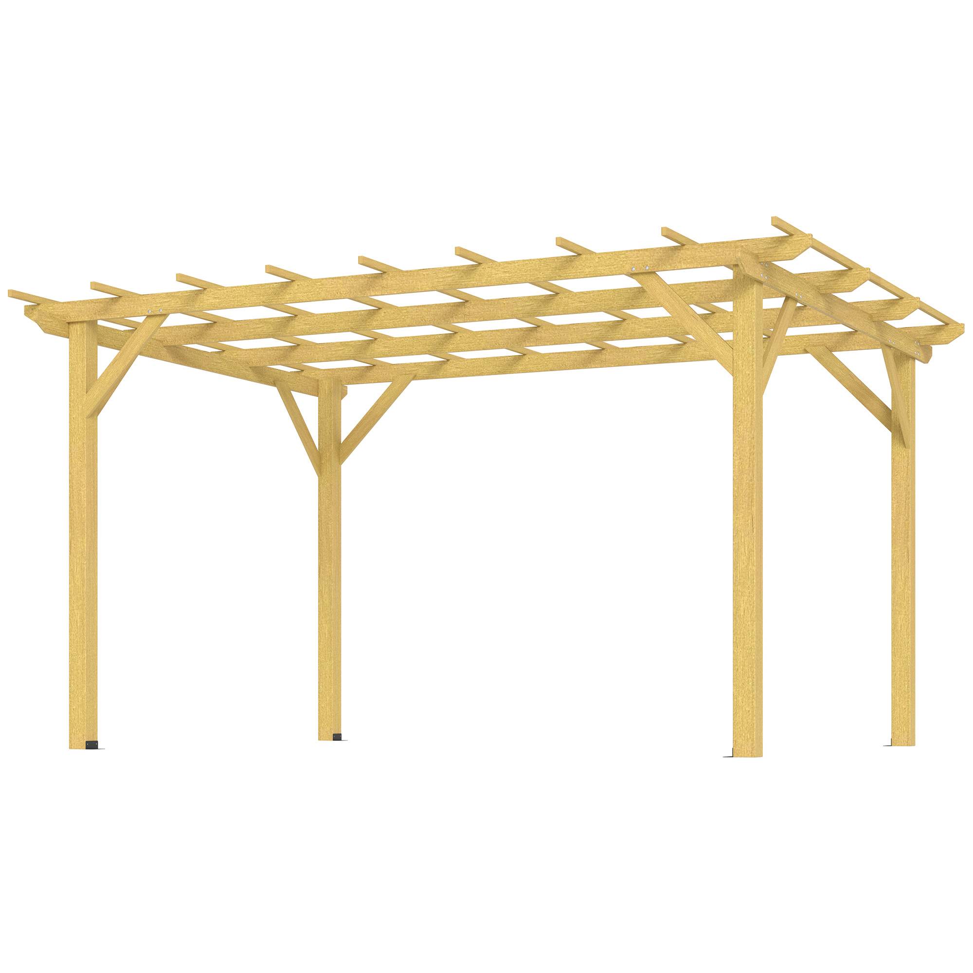 Pergola de jardin extérieur 3 x 4 m pergola en bois pour plantes grimpantes, bois naturel - Image 2