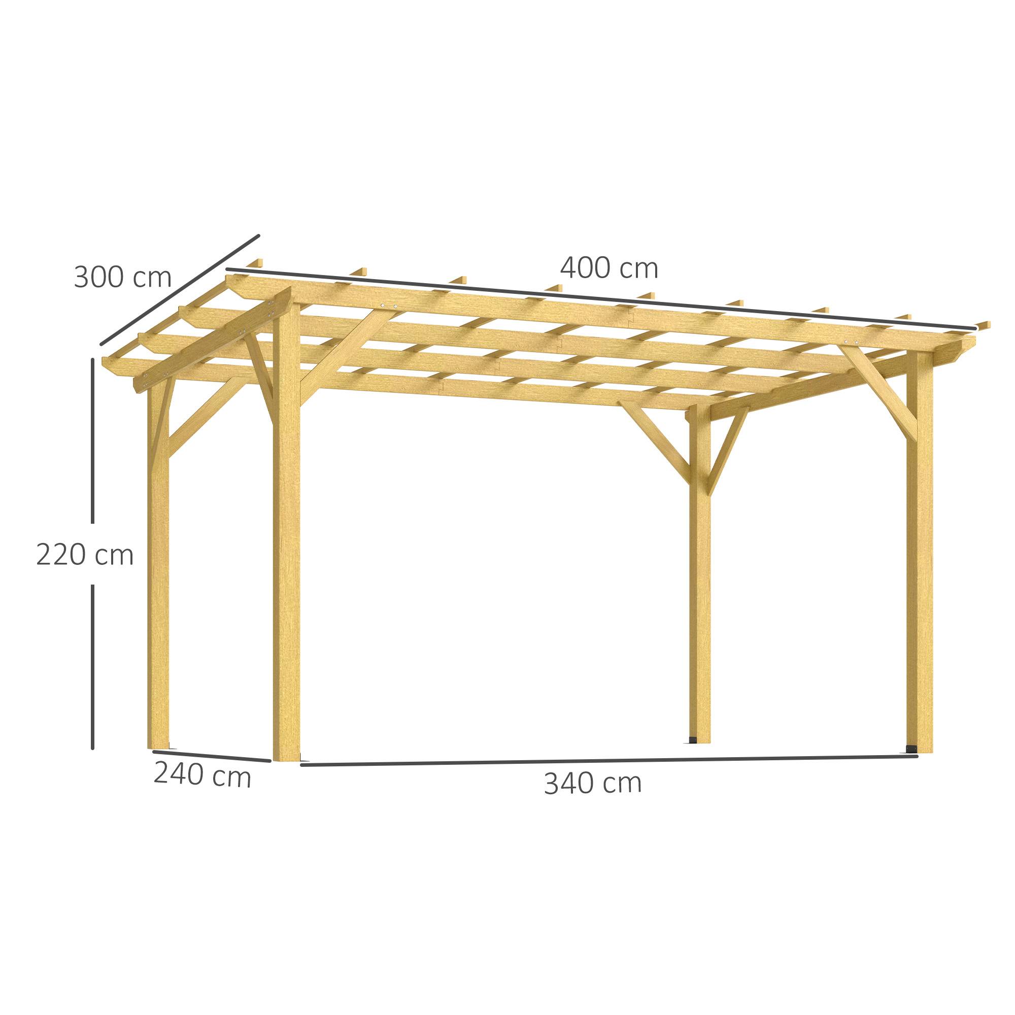 Pergola de jardin extérieur 3 x 4 m pergola en bois pour plantes grimpantes, bois naturel - Image 5