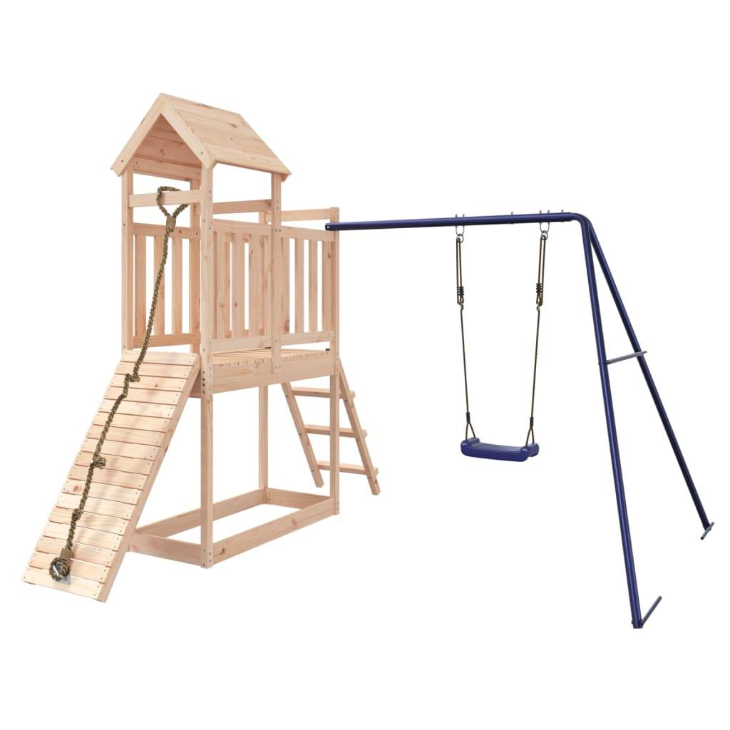 Helloshop26 - Aire de jeux d'extérieur balançoires toboggan portiques robuste jeux jardin 242 x 248 x 214 cm bois de pin massif - Imagen 1