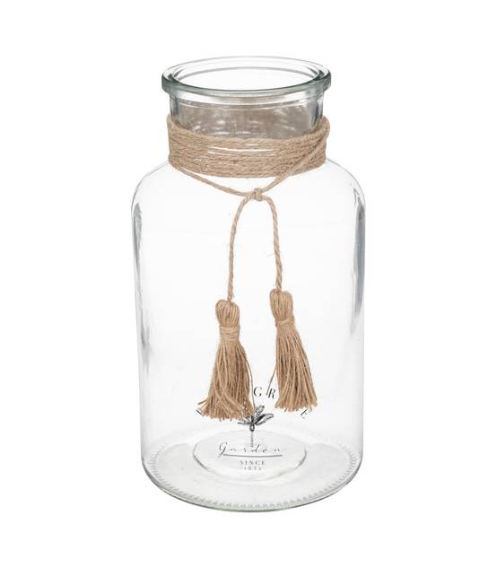 Vase Bocal en Verre transparent et Jute H 25 cm - Image 1