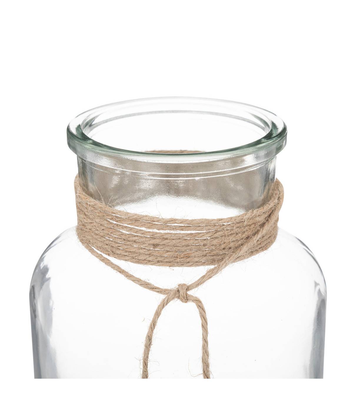 Vase Bocal en Verre transparent et Jute H 25 cm - Image 2