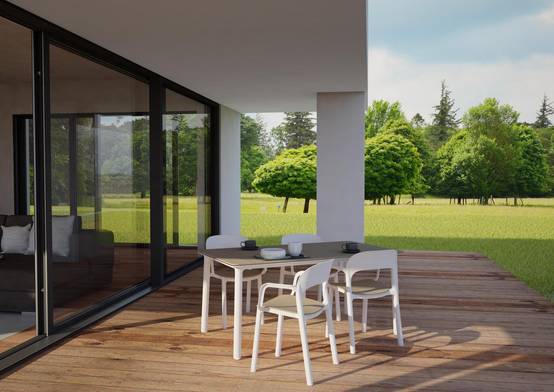 Table rectangulaire extérieur 160x90 gris foncé - ivoire NOA garbar - Image 5